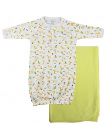 Print Infant Gown and Recieving Blanket