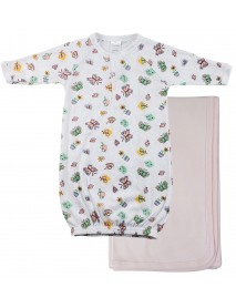 Print Infant Gown and Recieving Blanket