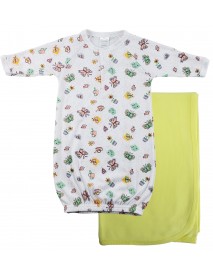 Print Infant Gown and Recieving Blanket