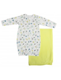 Print Infant Gown and Recieving Blanket