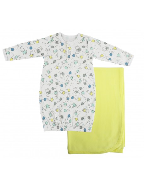 Print Infant Gown and Recieving Blanket