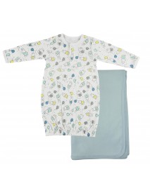 Print Infant Gown and Recieving Blanket