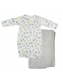 Print Infant Gown and Recieving Blanket