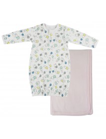 Print Infant Gown and Recieving Blanket