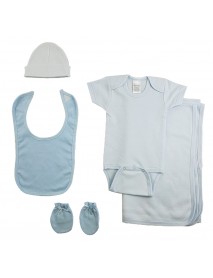 Boys 5 Piece Blue Layette Set