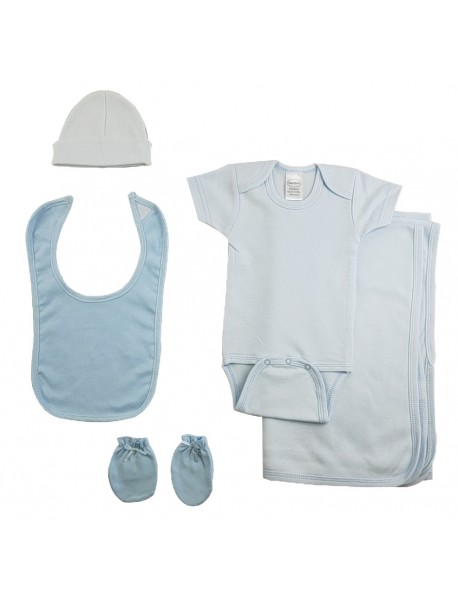 Boys 5 Piece Blue Layette Set