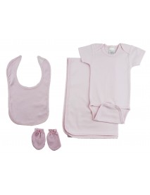 Girls 4 Piece Pink Layette Set