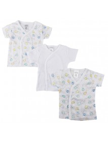 White Side Snap Short Sleeve Shirt - 3 Pack