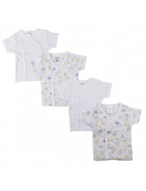 White Side Snap Short Sleeve Shirt - 4 Pack