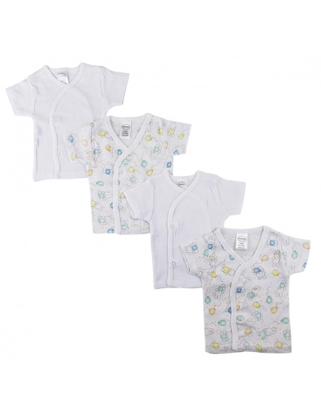 White Side Snap Short Sleeve Shirt - 4 Pack