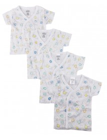 White Side Snap Short Sleeve Shirt - 4 Pack