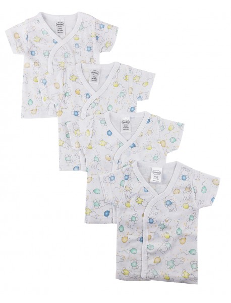White Side Snap Short Sleeve Shirt - 4 Pack