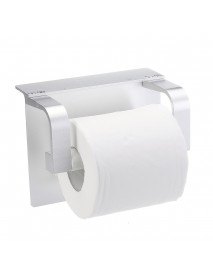 Multifunctional Punch-free Toilet Paper Phone Holder With Mobile Phone Storage Shelf Wall Mounted Bathroom Rack
