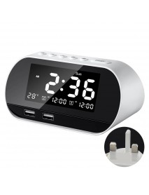 Dual Home FM 2 Puertos USB Phone Charger Raido Multifunctional Alarm Clock All-In-One Design With Wireless Speaker Office brightness adjustable LCD Display Permanent Calendar