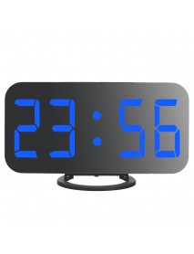 Digital Alarm Clock Portable Mirror HD LED Time Display Function, Dual USB Port Charging, Suitable for Bedroom, Office, Travel