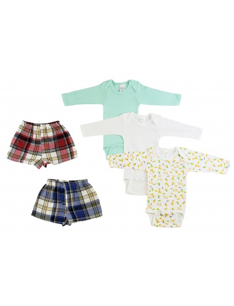 Infant Boys Long Sleeve Onezies and Boxer Shorts