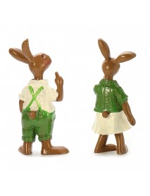 2pcs Green Rabbit Bunny Figurine Statue Resin Spring Easter Home Decorations Gift