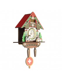 Classic Cuckoo Wooden Wall Hanging Chic Swing Clock Alarm Cow Dog Kid Home Decor