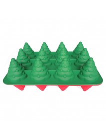 12 Holes 3D Christmas Tree Cake Mold Mousses Silicone Mould Cake Pan Tin Tray Baking Tool
