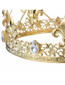 3.1 High Men's Imperial Medieval Fleur De Lis Gold King Crown Wedding Decorations