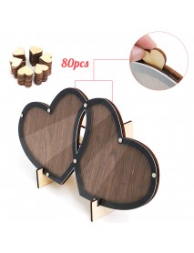 Wedding Guest Double-Heart Signature Sign Book Wooden Wood Party Decorations