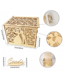 Wooden Card Box Wedding Advice Wishing Box with Lock Gift Wedding Party Favor