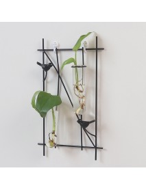 Simple Bird Metal Frame Hanging Planter Hydroponic Wall Hanging Decorations Plant Container with 2 Tube Glass Bottle