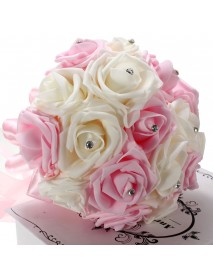 Crystal Artificial Foam Rose Flower Bridesmaid Bouquet Bridal Wedding Decorations