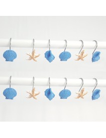 12 PCS Decorative Seashell Shower Curtain Hooks Bathroom Beach Shell Decorations