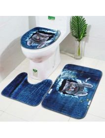 3PCS Non-Slip Bathroom Washable Carpet Animal Bathroom Rug Toilet Cover Mat