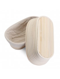 2PCS Rising Long Oval Bread Banneton Brotform Dough Proving Proofing Rattan Bask Storage Baskets