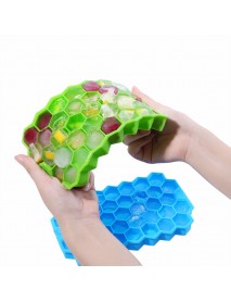 Godmorn 2 Packs of 74 Cubes Hexagon Silicone Ice Cube Mould Ice Mold with Lid for Baby Food And Bar