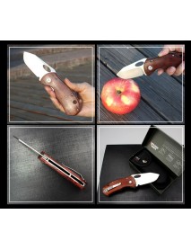 Enlan EL-05 Folding Pocket Knife with 8Cr13Mov Blade Wood Handle Liner Lock Stainless Steel Knife Home Cutter