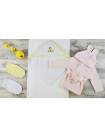Hooded Towel, Bath Mittens and Robe