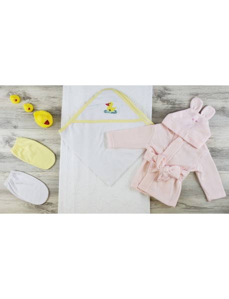 Hooded Towel, Bath Mittens and Robe