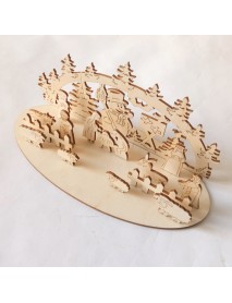 Loskii JM01692 DIY Christmas Wooden Toy Xmas Funny Party Desktop Decorations Christmas Wooden Ornaments
