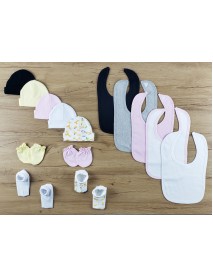 14 pc Set of Bibs, Caps, Booties