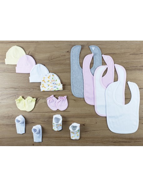 13 pc Set of Bibs, Caps, Booties