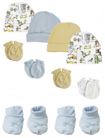 Preemie Baby Boy Caps with Infant Mittens and Booties - 10 Pack