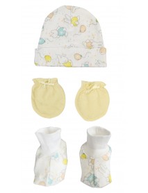 Baby Boy, Baby Girl, Unisex Infant Caps, Booties, Mittens - 3 pc Set 