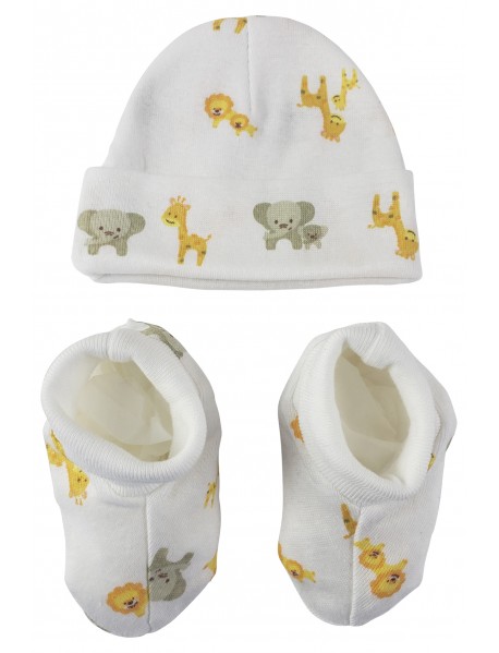Baby Boy, Baby Girl, Unisex Infant Caps, Booties - 2 pc Set 