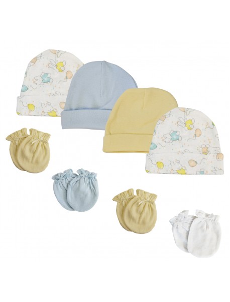 Boys Baby Caps and Mittens (Pack of 8)