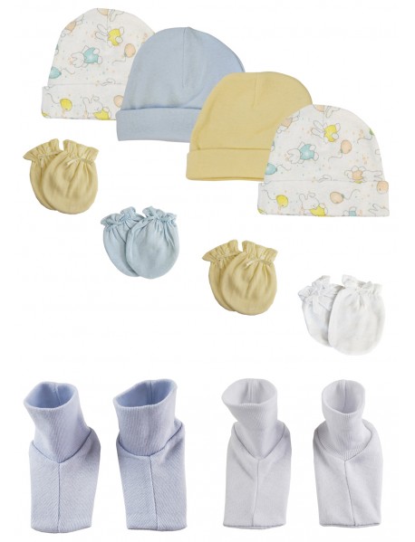 Boys Baby Caps, Booties and Mittens (Pack of 10)