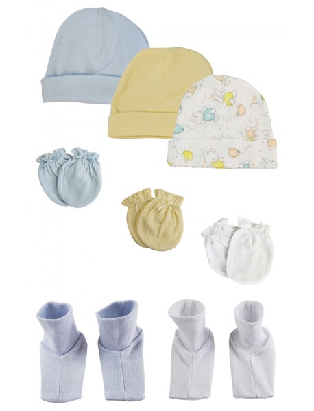 Boys Baby Caps, Booties and Mittens (Pack of 8)