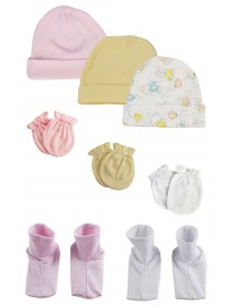 Boys Girls Caps, Booties and Mittens (Pack of 8)