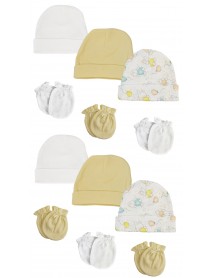 Baby Boy, Baby Girl, Unisex Infant Caps and Mittens (Pack of 12)