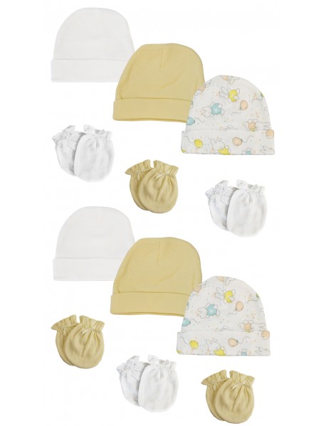 Baby Boy, Baby Girl, Unisex Infant Caps and Mittens (Pack of 12)