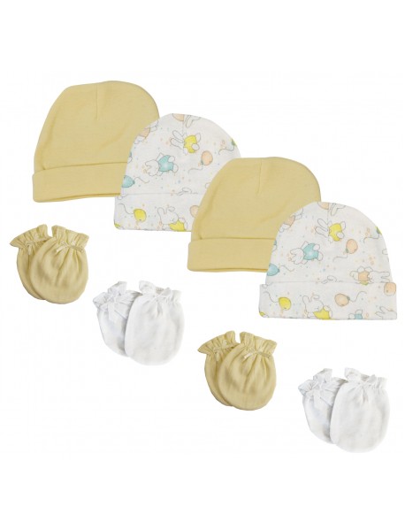 Baby Boy, Baby Girl, Unisex Infant Caps and Mittens (Pack of 8)