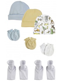 Boys Baby Caps, Booties and Mittens (Pack of 8)