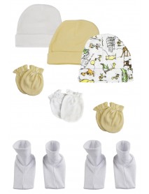 Baby Boy, Baby Girl, Unisex Infant Caps, Booties and Mittens (Pack of 8)